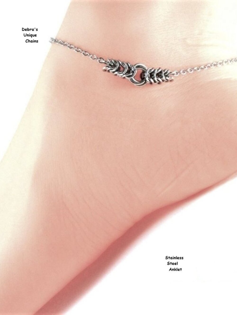 Anklet or Choker Silver Chainmail Link Jewelry Vortex Spiral Waterproof Gift